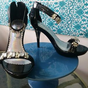 Black Bejeweled Heels